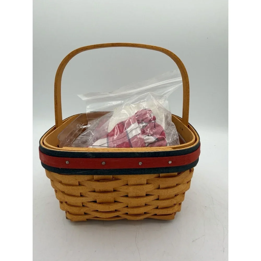 🍓🇺🇸 Longaberger 2001 All American Strawberry Basket Combo – NEW
